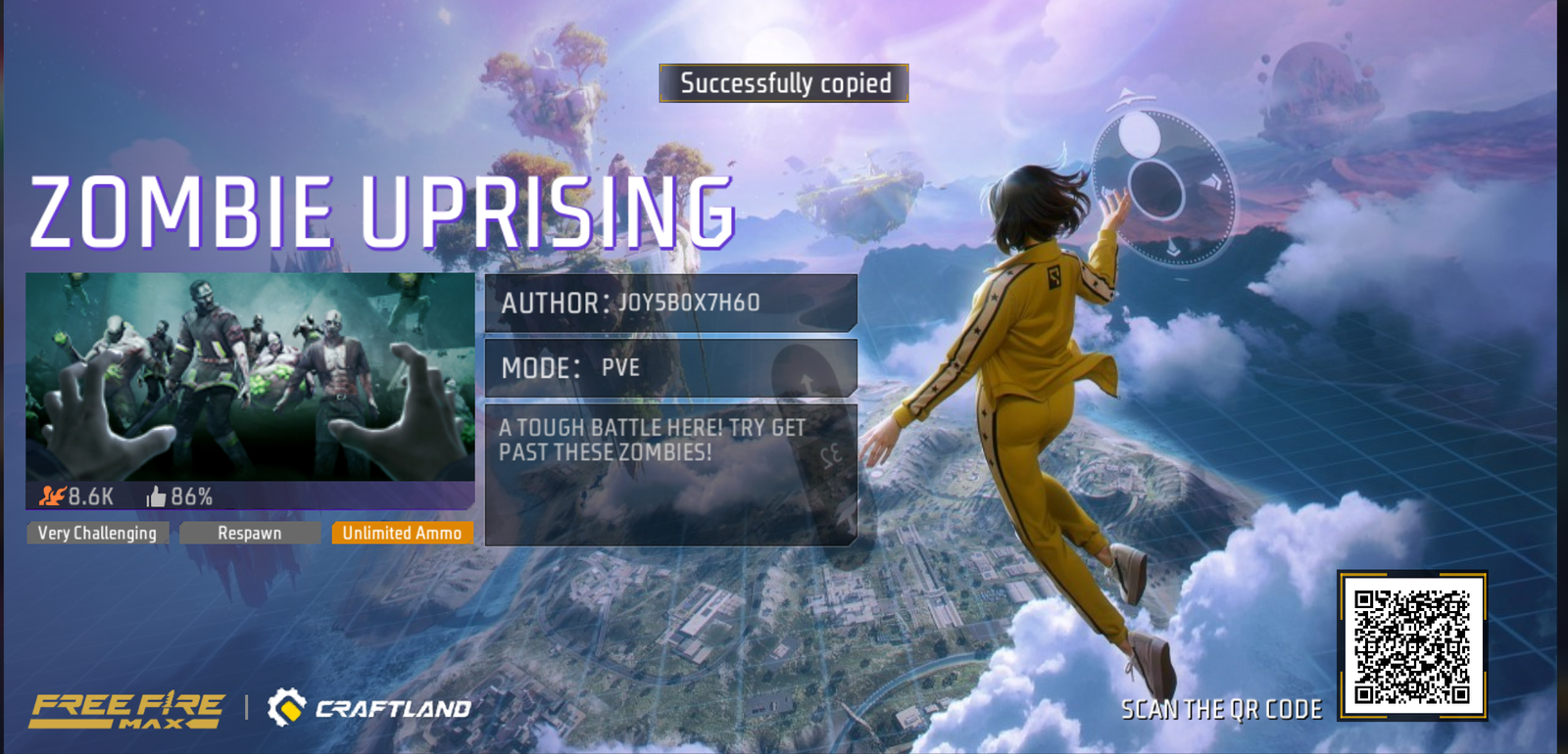 Free Fire MAX Craftland Map Codes Zombie Map 2025