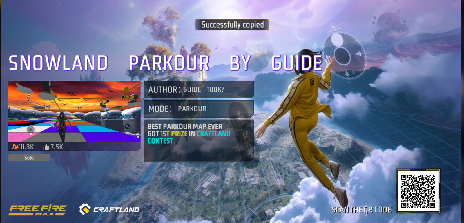 Free Fire MAX Craftland Map Codes Snowland Parkour Map 2025