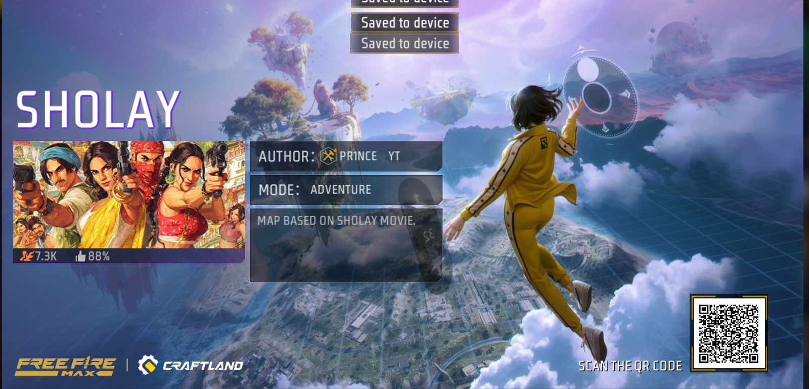 Free Fire MAX Craftland Map Codes Sholay Map 2025