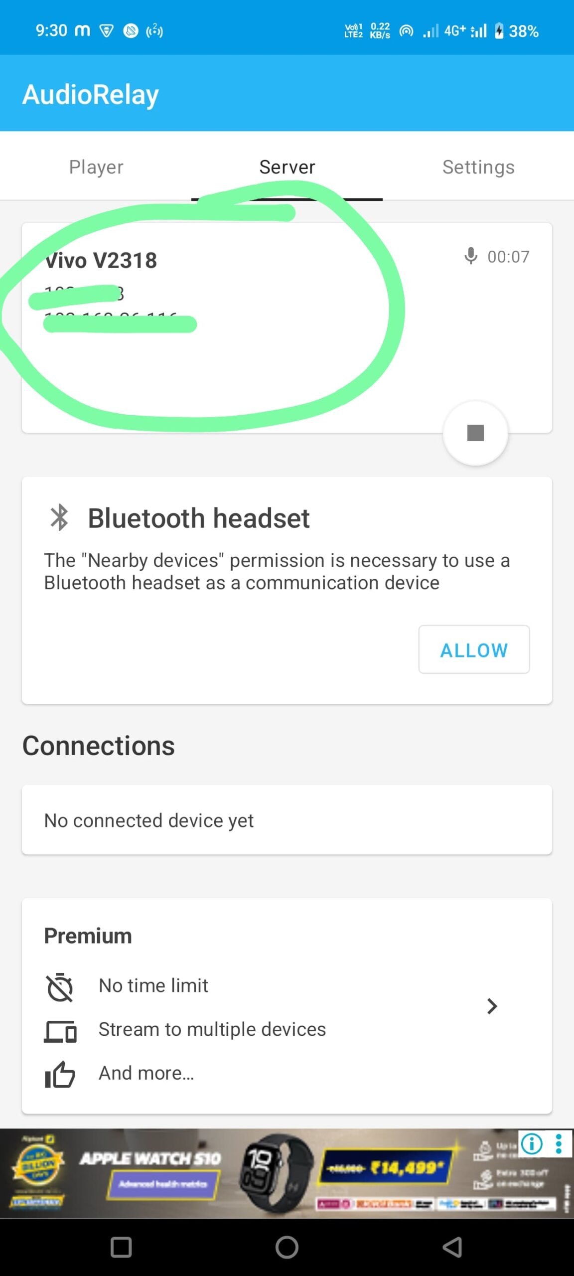How to use Audio Relay microphone setup screenshot — How to use Audio Relay microphone